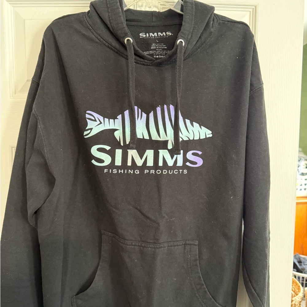 Simms Black Hoodie with Purple Fish Design